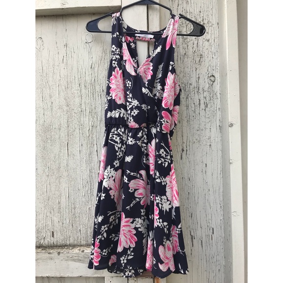 Lush Dresses & Skirts - Lush Navy & Pink Floral Size M Dress